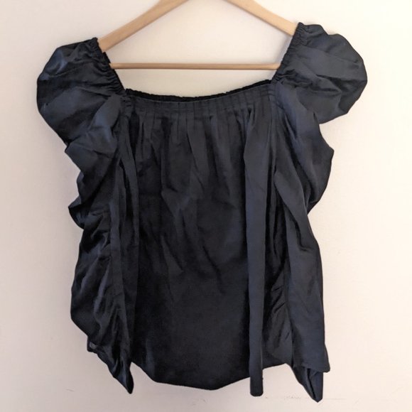 Kate Spade New York - Black Puff Sleeve Blouse - Picture 1 of 7